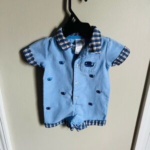 Blue Whale Print Kids Romper